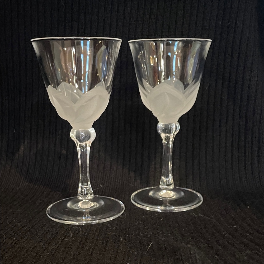 JD Durand Crystal d’Arques Frosted Tulip Liquer/Shot Glass Set
